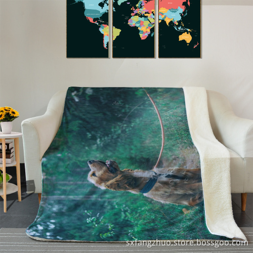 customized double king size 3D animal dog print fleece blanket